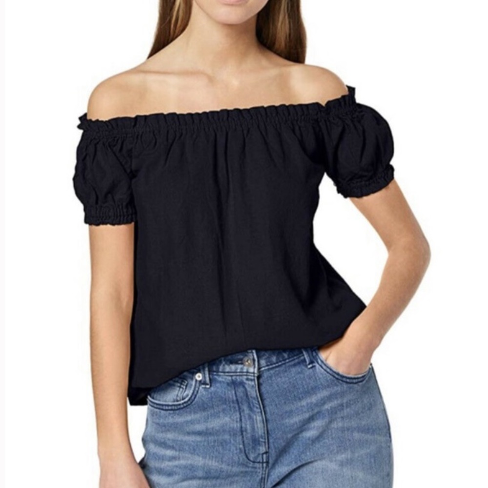 Veto moda navy blue off the shoulder top